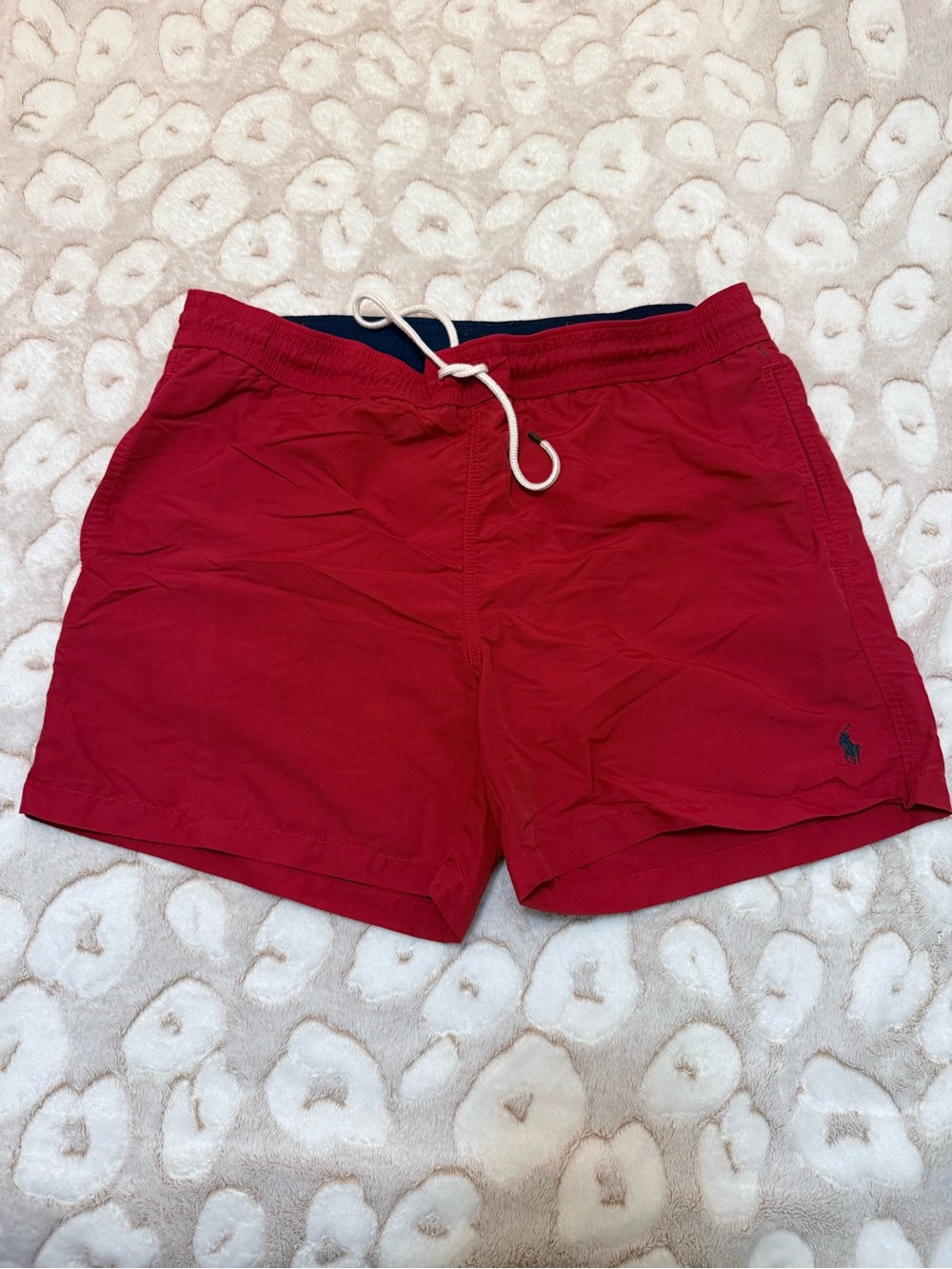 Ralph Lauren Red Swim Shorts with White Drawstring